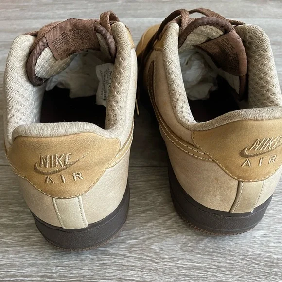 Mens Air Nike Air Force 1 Low Tweed Light Bone Baroque Brown - Picture 6 of 8